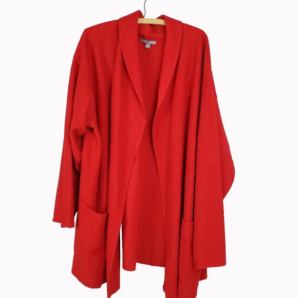 Jessica London Long Sleeve Open Front Cardigan Red - Picture 1 of 8